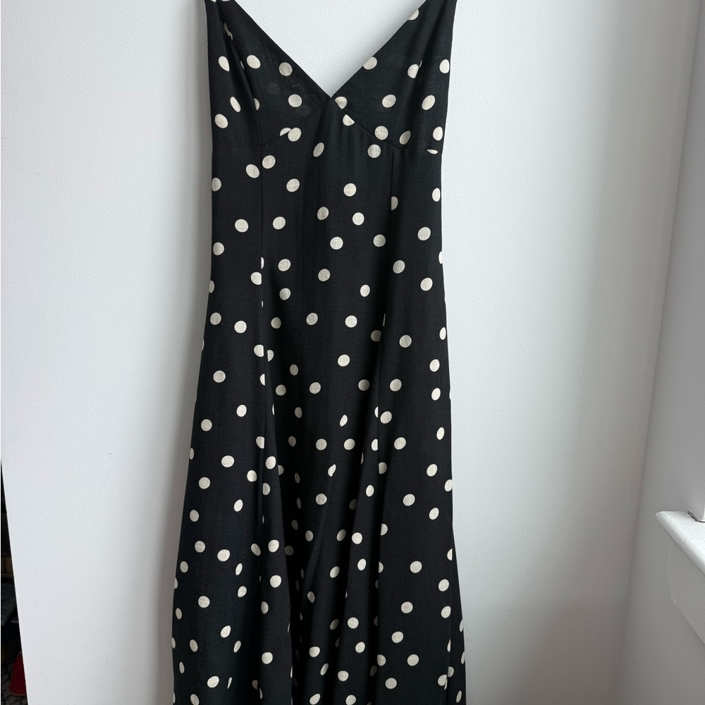 Black Polka Dot Slip Dress - Classic V-Neck